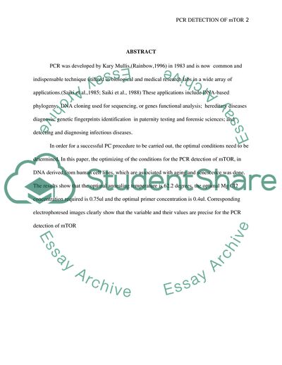 Optimizing of the Conditions for the PCR Detection of mTOR, in DNA Derived from Human Cell Lines