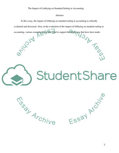 The Impact of Lobbying on Standard Setting in Accounting