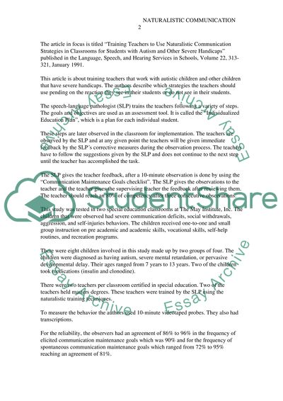 Using Naturalistic Communication Strategies in Classrooms for Students with Autism