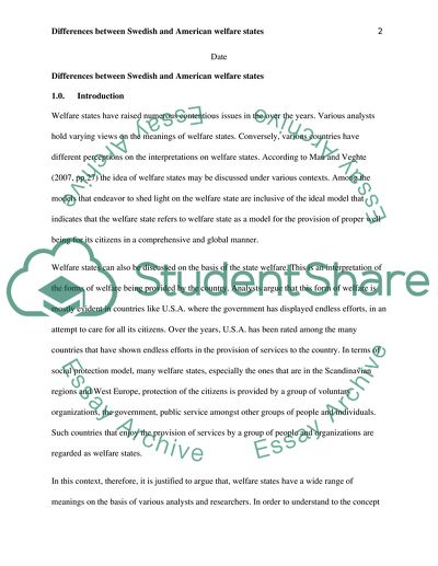 Differences between Swedish and the American Welfare States