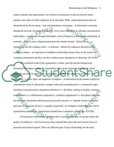 Relationships in the Workplace