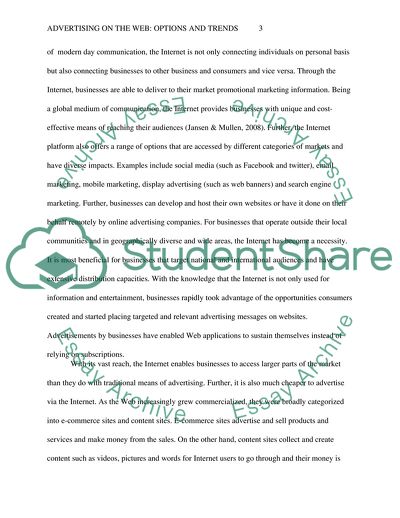 Advertising on the Web: Options and Trends