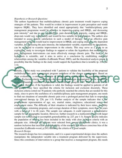 Chronic Pain Management Programs: An Evaluation