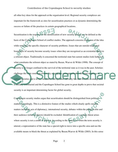 Contribution of the Copenhagen School to Security Studies