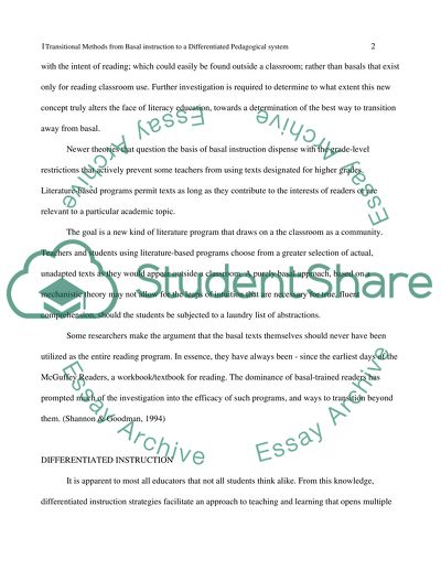 Translational methods from basal instruction to a differentiated pedagogical system