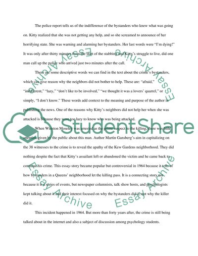 Contextual Research: Analysis of Gansbergs Texts about the Life Story of Kitty Genovese