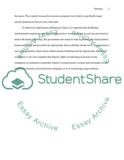 Wk 3 Several areas where trafficking has continued to flourish