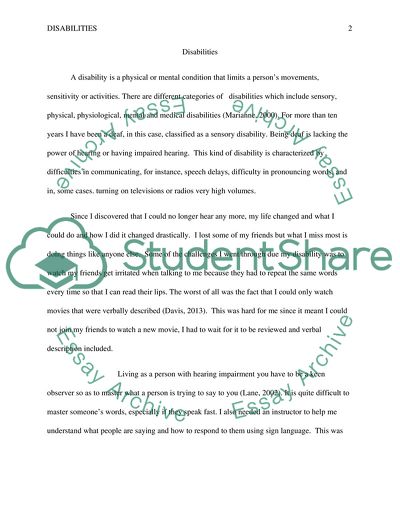 Categories of Disabilities