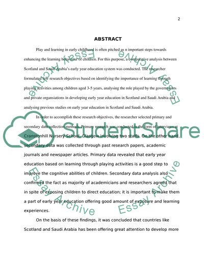 Play and Learning in Early Childhood in Scotland and Saudi Arabia