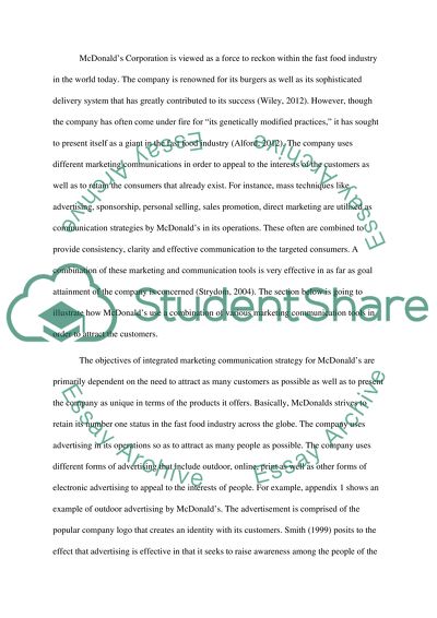 Integrated Marketing Communication Strategy for McDonalds Corporation