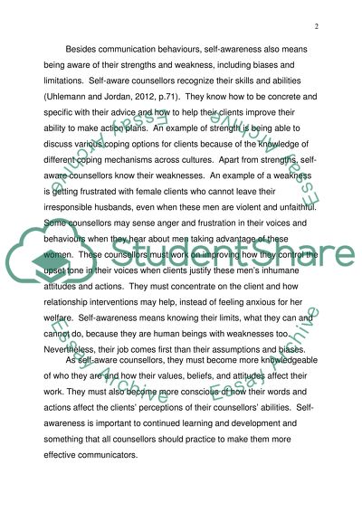 JOURNAL REFLECTIVING USE SELF AWRENESS IN HELPING WORK