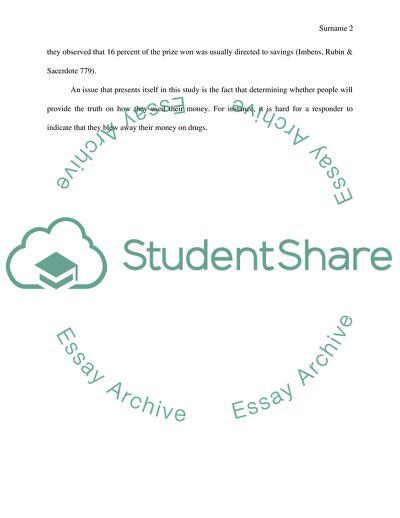 Estimating the Effect of Unearned Income by Imbens, Rubin and Sacerdote