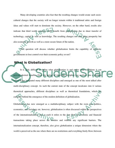 Globalization and Economic Policy Control