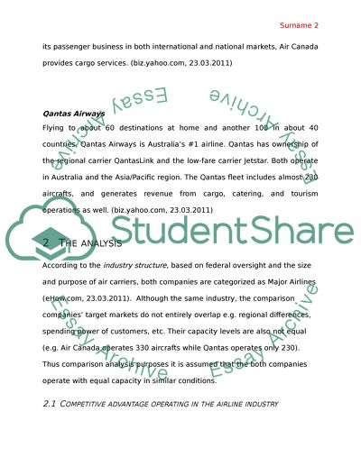 Airline industrial analysis