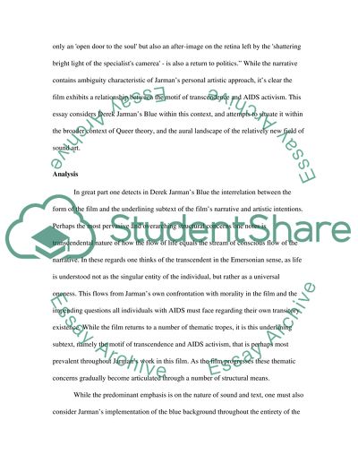 Relationship between the Motif of Transcendence and AIDS Activism in Derek Jarmans BLUE