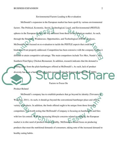 The growth of McDonalds company in the European market