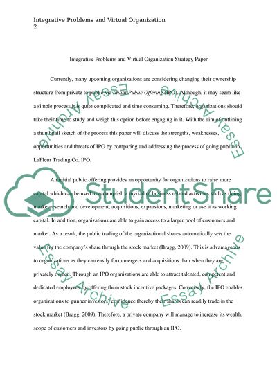 Integrative Problems and Virtual Organization Strategy Paper