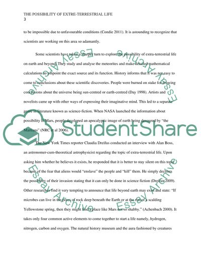 The possibility of extra-terrestrial life