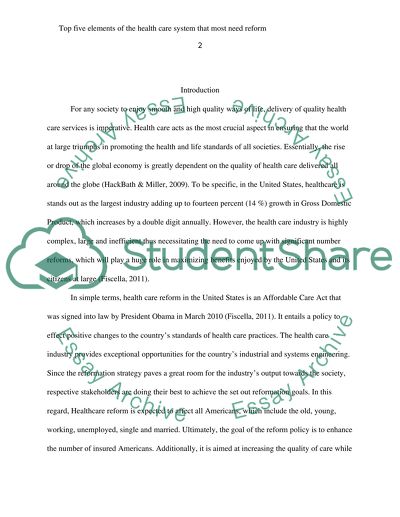 Top Five Elements of the Health Care System that Most Need Reform