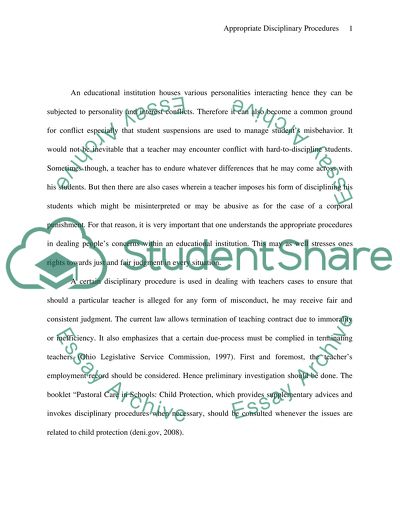 Appropriate Disciplinary Procedures