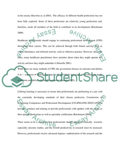 Important of Learning to Health Professional Area