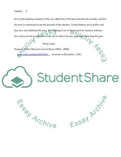 Analysis of Control Room Directed by Jehane Noujaim