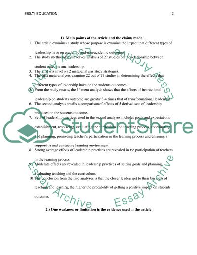 The Impact That Different Types of Leadership Have on Academic and Non-academic Outcomes