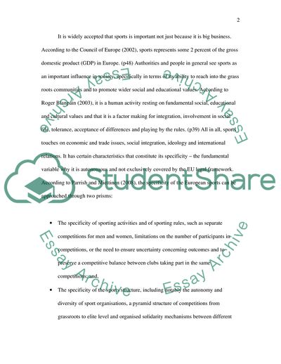 The Specificity of Sports: The European Experience