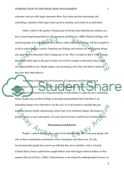 Strategic risk management