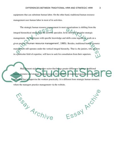 Differences between Traditional HRM and Strategic HRM