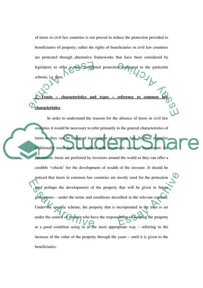 The Reasons behind the Absence of Trusts in Civil Law Countries such as France and Germany