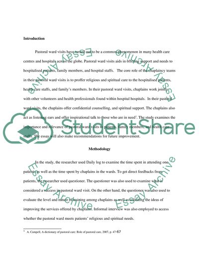 Pastoral Ward Visit in the Context of Chaplaincy