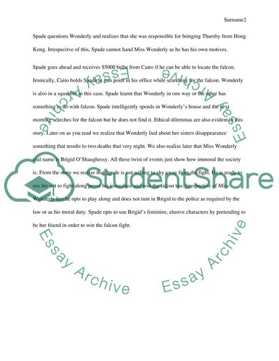 The moral message of The maltese Falcon