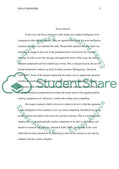 The Response to the Essay about the Whales