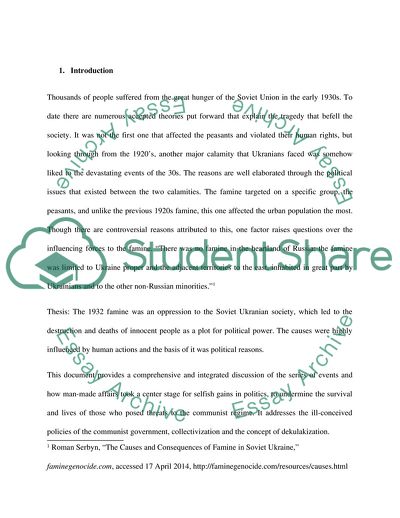 The Soviet Union Famine of 1932