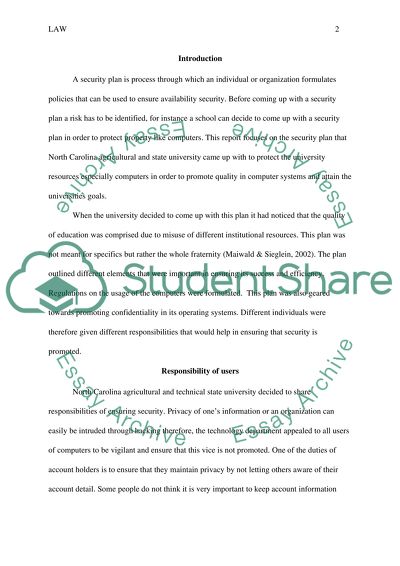 A Security Plan of the University