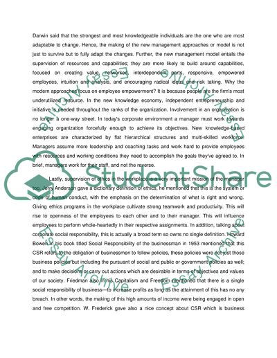 Supervision of Ethics in the Workplace