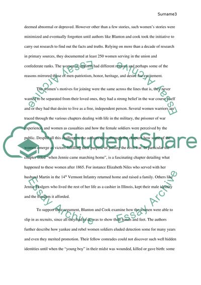 Book Review On They Fought Like Demons: Women Soldiers in the Civil By: DeAnne Blanton