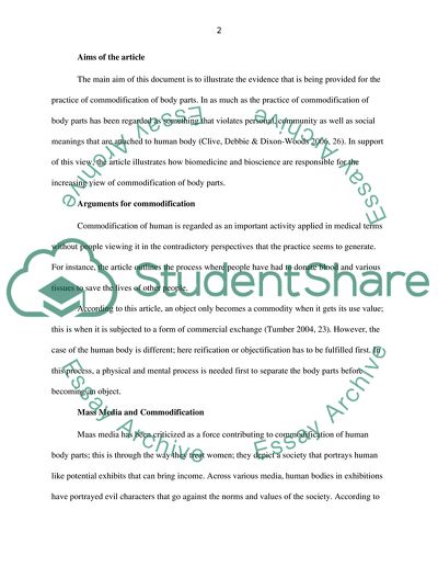 Arguments for Commodification