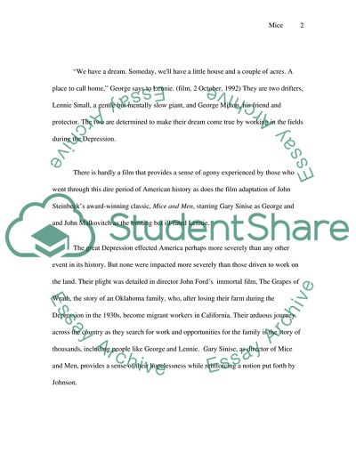 The Great Depression and American Culture with Reference to the Movie