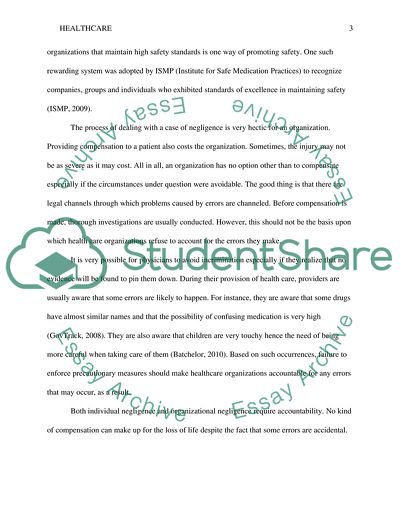 Responsibilities of Health Care Organizations