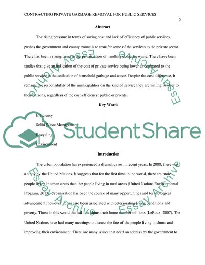 Contracting Private Garbage Removal for Public Services