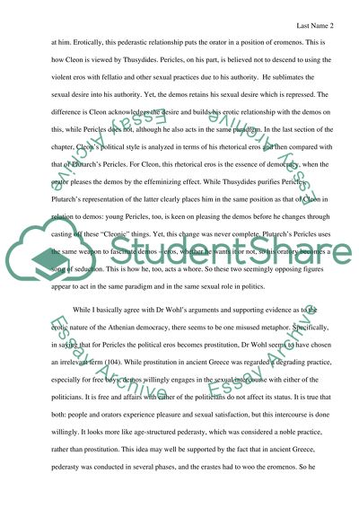 Analysis of Love among the Ruins: The Erotics of Democracy in Athens Book by Wohl