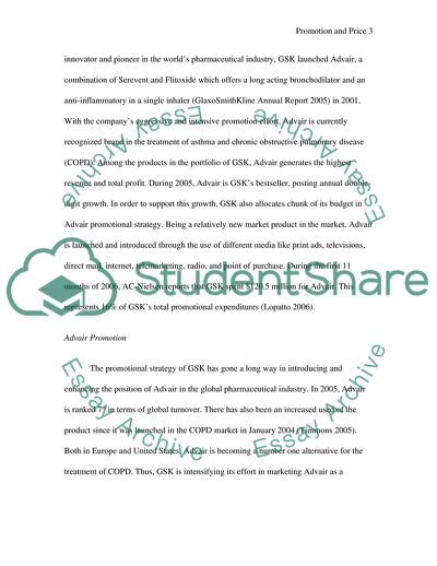 The Promotional and Pricing Strategies Employed GlaxoSmithKline Plc in the Marketing Advair