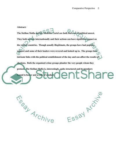 Comparative Perspective on Organized Crime Groups