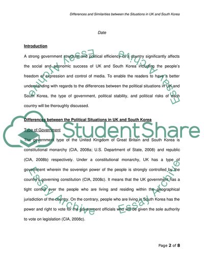 COMPARE POLITICAL SITUATION IN THE UK AND SOUTH KOREA