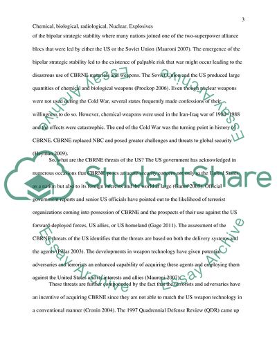 Threat of Chemical, Biological, Radiological, and Nuclear Explosives