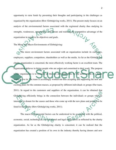 Globalgiving and environmental study of the organization