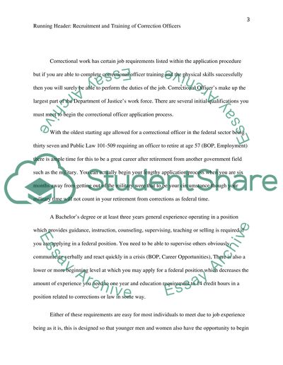 Recruitment and Training of Corrections Officers