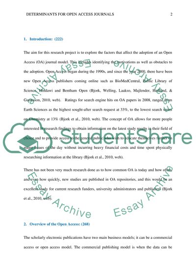 Determinants of the Adoption for Open Access Journals Model